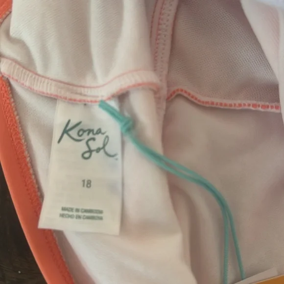 Vibrant Orange Kona Sol sz 18 swimsuit new w tags - Picture 5 of 5
